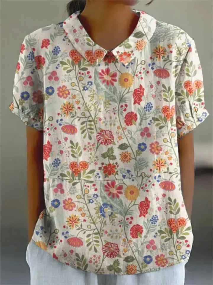Stephanie - Collared Short Sleeve Blouse