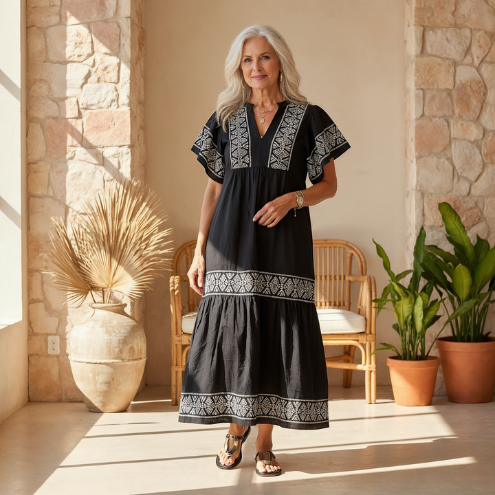 Kylie | Elegant Boho Embroidered Flowy Dress For Women
