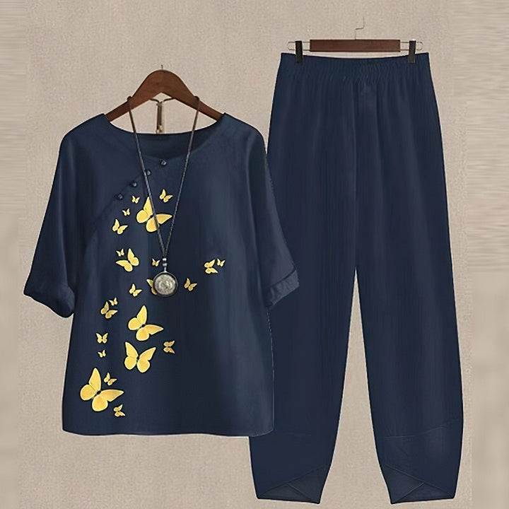 Ella | Women's 2-Piece Printed Top and Flowy Pants set