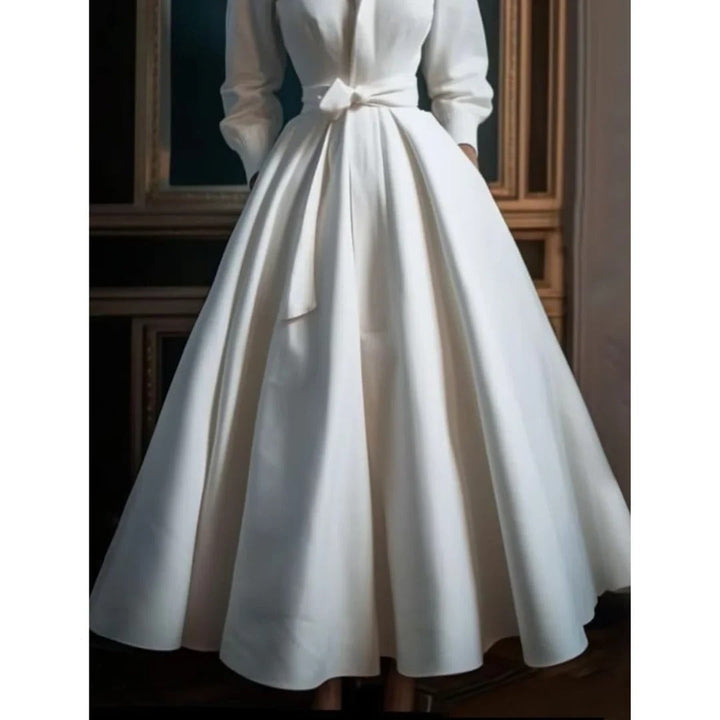 Audrey | Long Sleeve Belted A-Line Maxi Dress