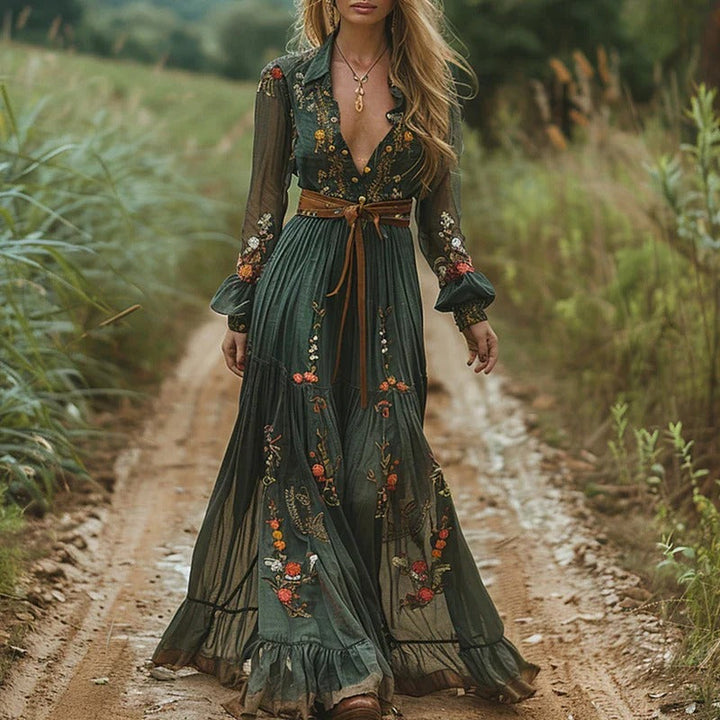 Nina | Boho Elegant Embroidered Summer Maxi Dress