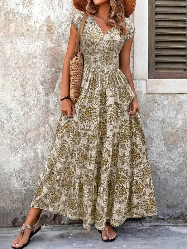 Emma | Women Boho Patterned Sleeveless A-line Maxi Dress