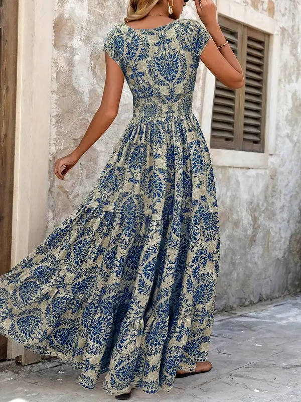 Emma | Women Boho Patterned Sleeveless A-line Maxi Dress