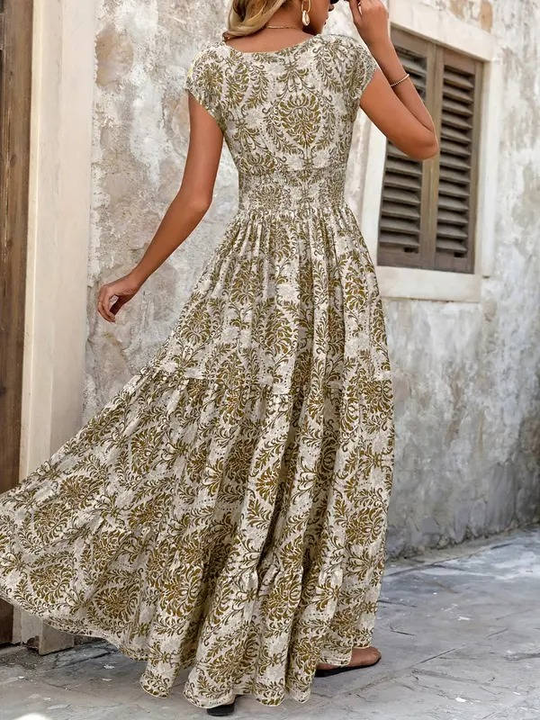 Emma | Women Boho Patterned Sleeveless A-line Maxi Dress