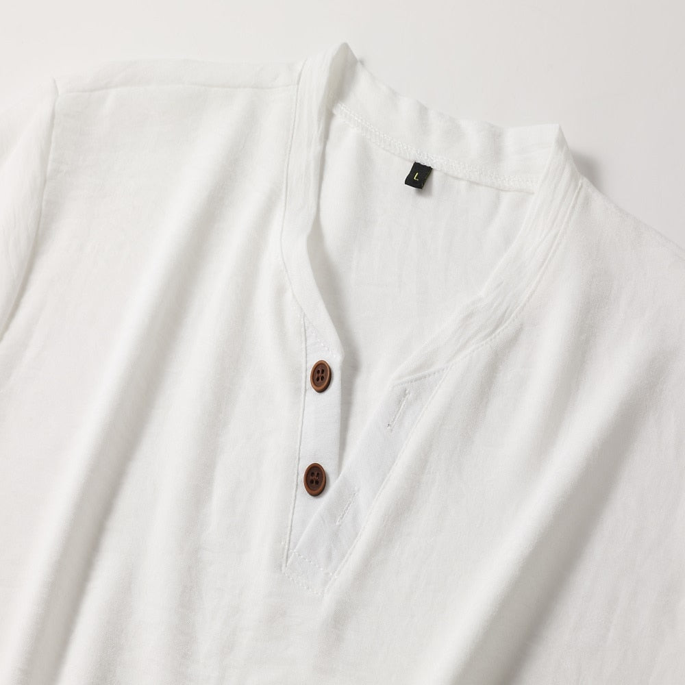Ryan | Men’s Short-Sleeve Muscle Fit T-Shirt with Buttoned V-Neckline