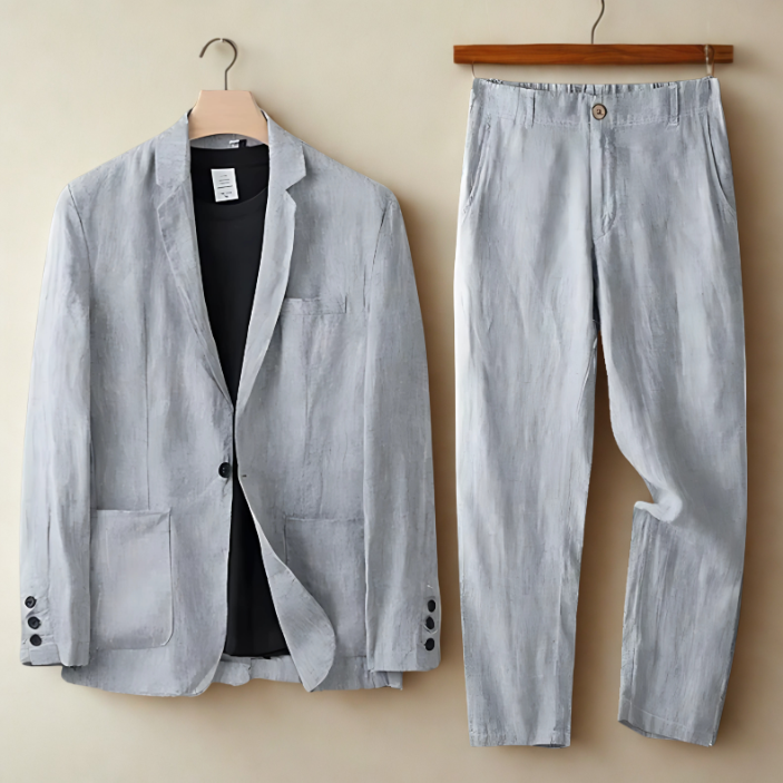 Elegant Italian Men's Meadow Summer Linen Suit