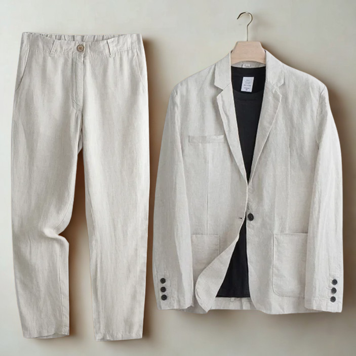 Elegant Italian Men's Meadow Summer Linen Suit