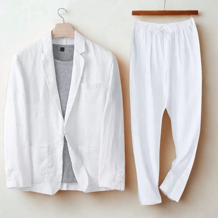 Elegant Italian Men's Meadow Summer Linen Suit