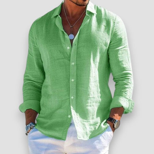 Xavier | Men's Lightweight Linen Blend Long Sleeve Shirt