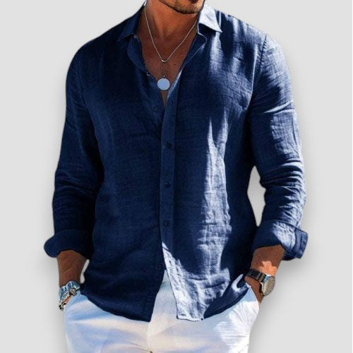 Xavier | Men's Lightweight Linen Blend Long Sleeve Shirt