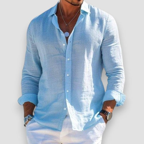 Xavier | Men's Lightweight Linen Blend Long Sleeve Shirt