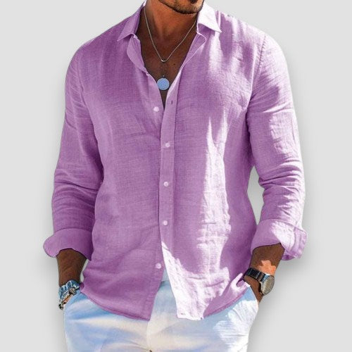 Xavier | Men's Lightweight Linen Blend Long Sleeve Shirt