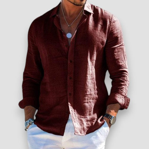 Xavier | Men's Lightweight Linen Blend Long Sleeve Shirt