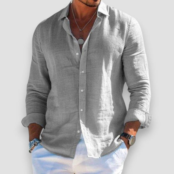 Xavier | Men's Lightweight Linen Blend Long Sleeve Shirt