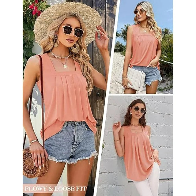 Nora | Women Sleeveless Tank Top with Square Neckline