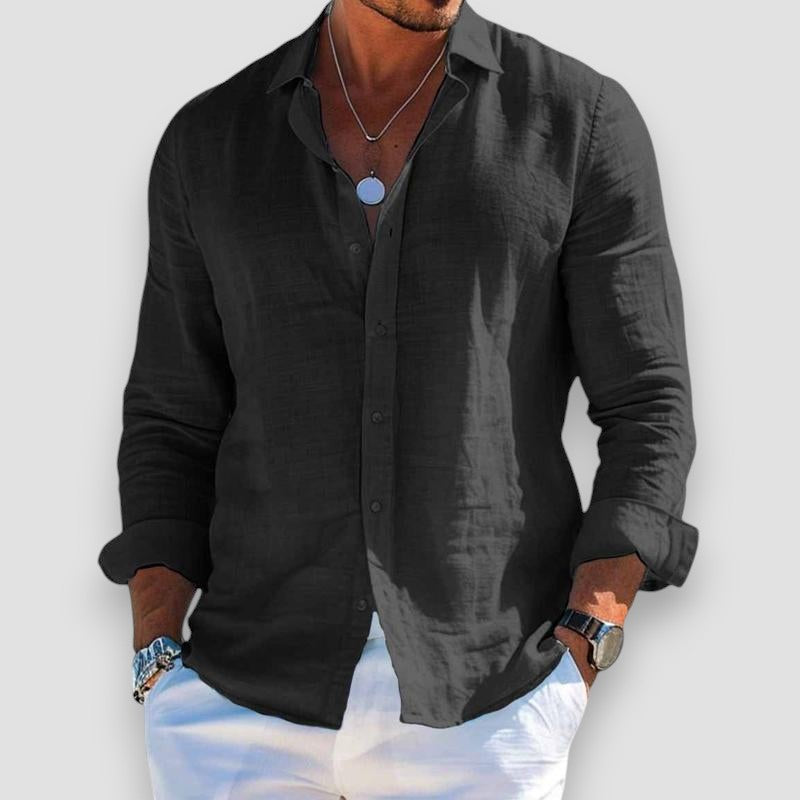 Xavier | Men's Lightweight Linen Blend Long Sleeve Shirt