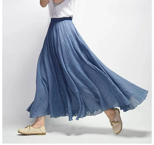 Lunara - Women A-Line Flowy Linen Skirt