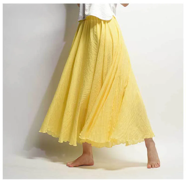 Lunara - Women A-Line Flowy Linen Skirt