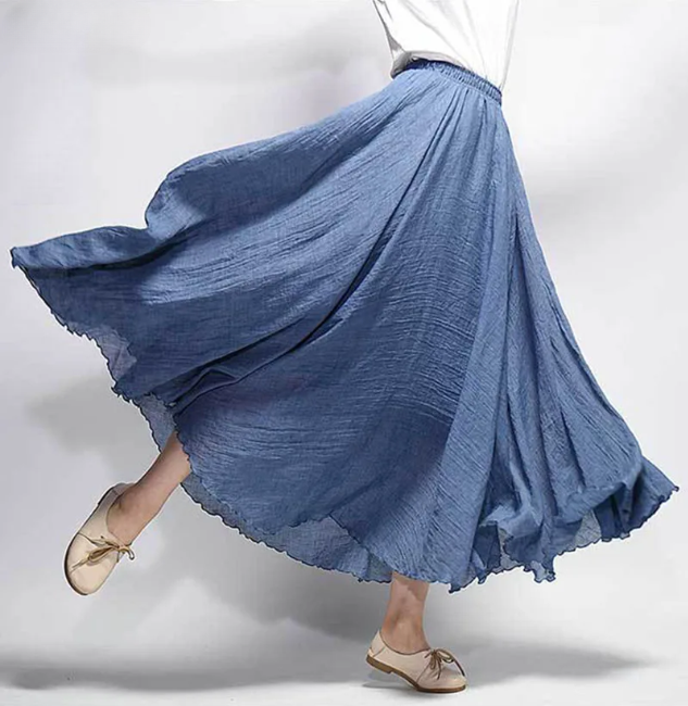 Lunara - Women A-Line Flowy Linen Skirt