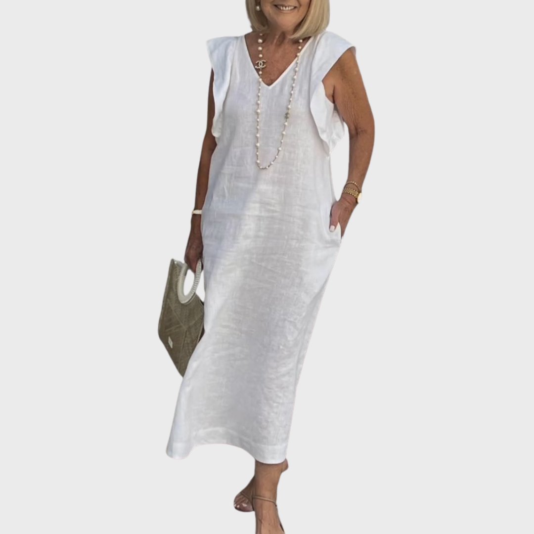 Eleni - Women Chic Linen Resort & Vacation Maxi Dress
