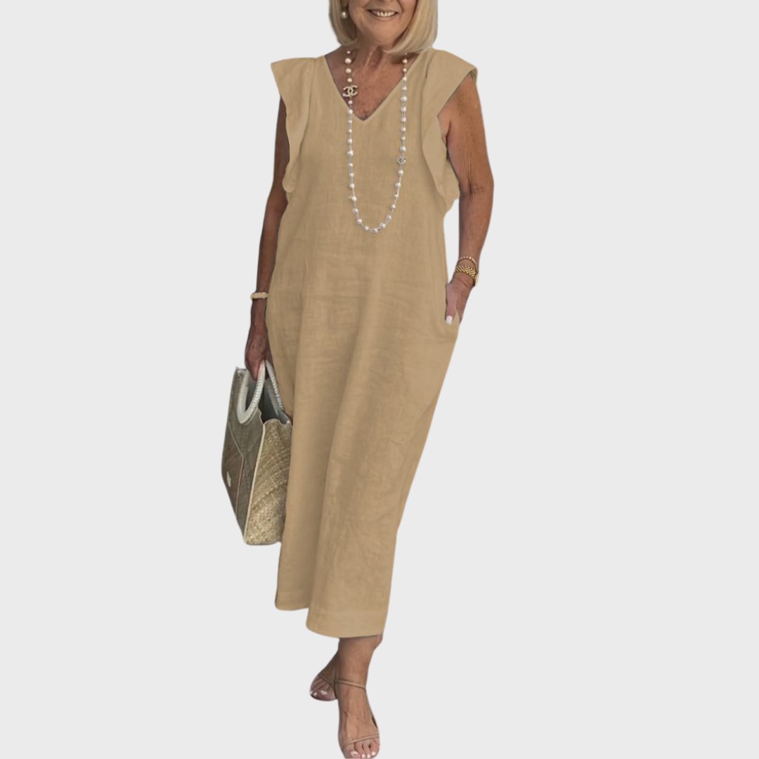 Eleni - Women Chic Linen Resort & Vacation Maxi Dress