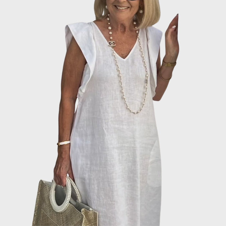 Eleni - Women Chic Linen Resort & Vacation Maxi Dress