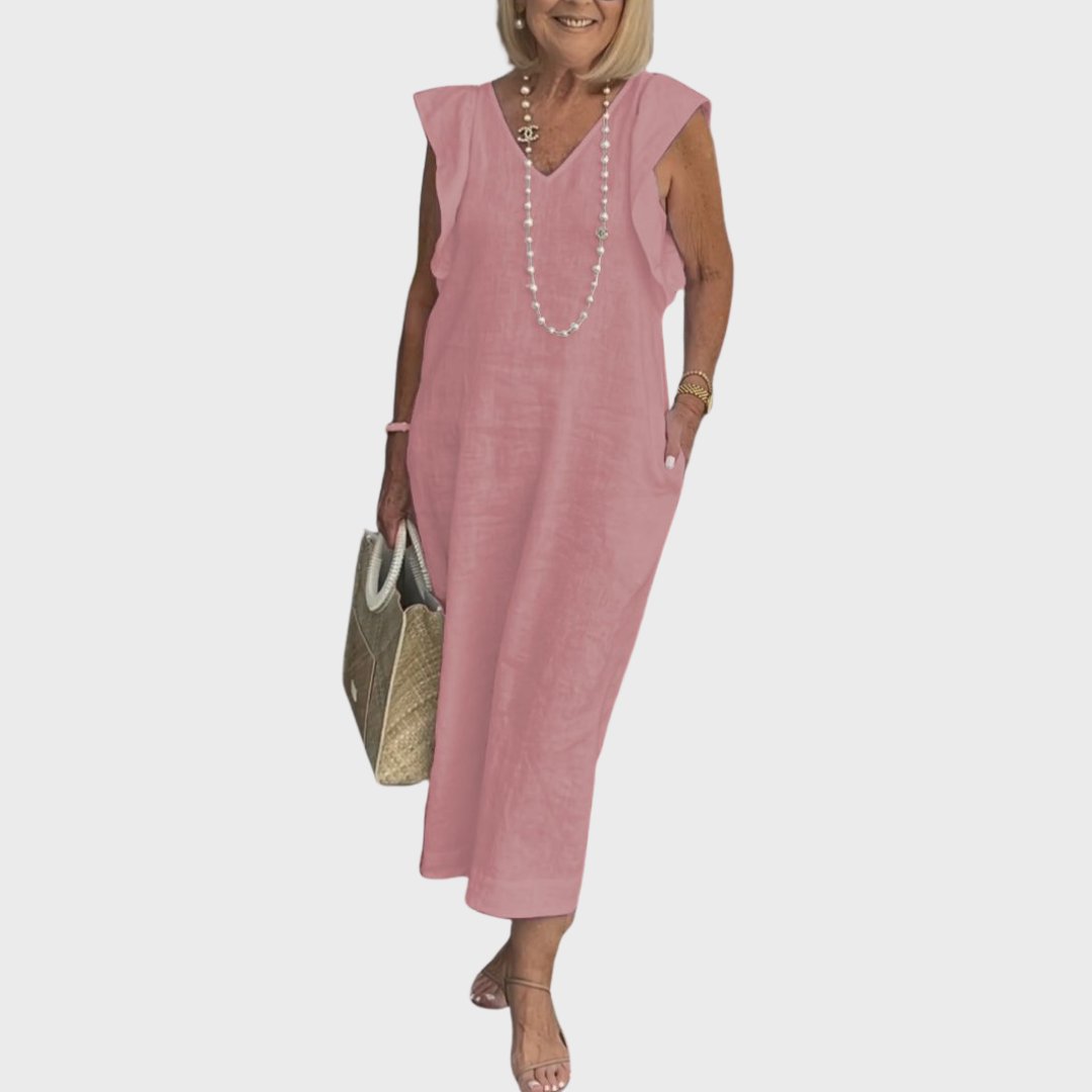 Eleni - Women Chic Linen Resort & Vacation Maxi Dress