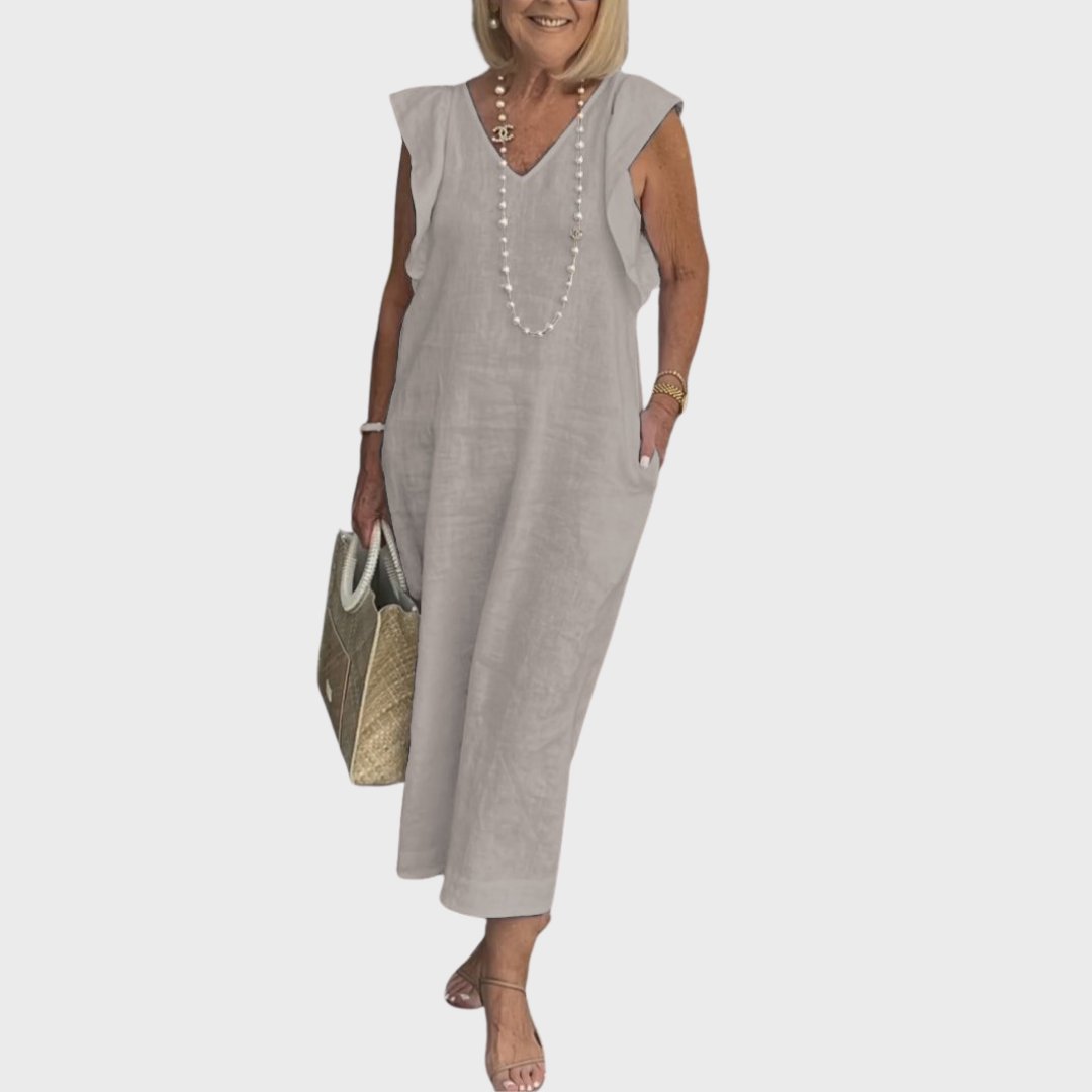 Eleni - Women Chic Linen Resort & Vacation Maxi Dress