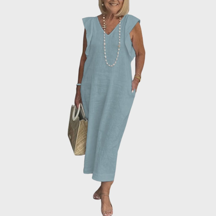 Eleni - Women Chic Linen Resort & Vacation Maxi Dress