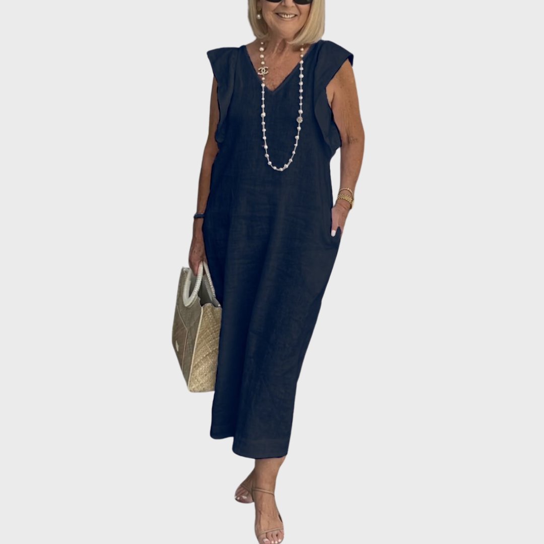 Eleni - Women Chic Linen Resort & Vacation Maxi Dress