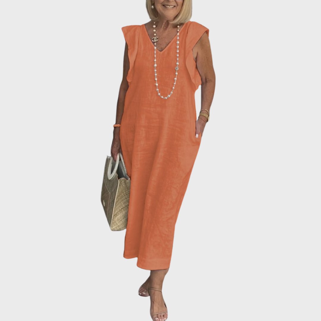 Eleni - Women Chic Linen Resort & Vacation Maxi Dress