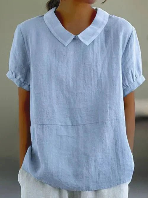 Sky | Women's Casual Linen Collared Summer Blouse