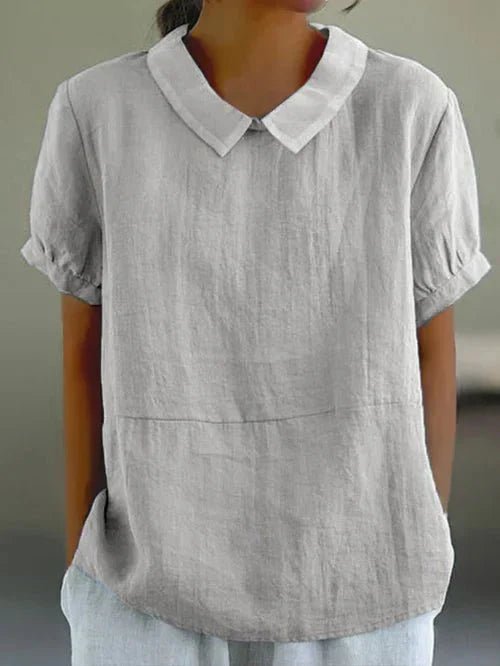 Sky | Women's Casual Linen Collared Summer Blouse