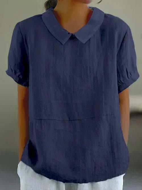 Sky | Women's Casual Linen Collared Summer Blouse