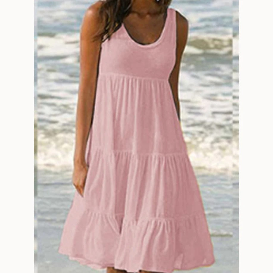 Savannah | Summer Boho Sleeveless Tiered Midi Dress