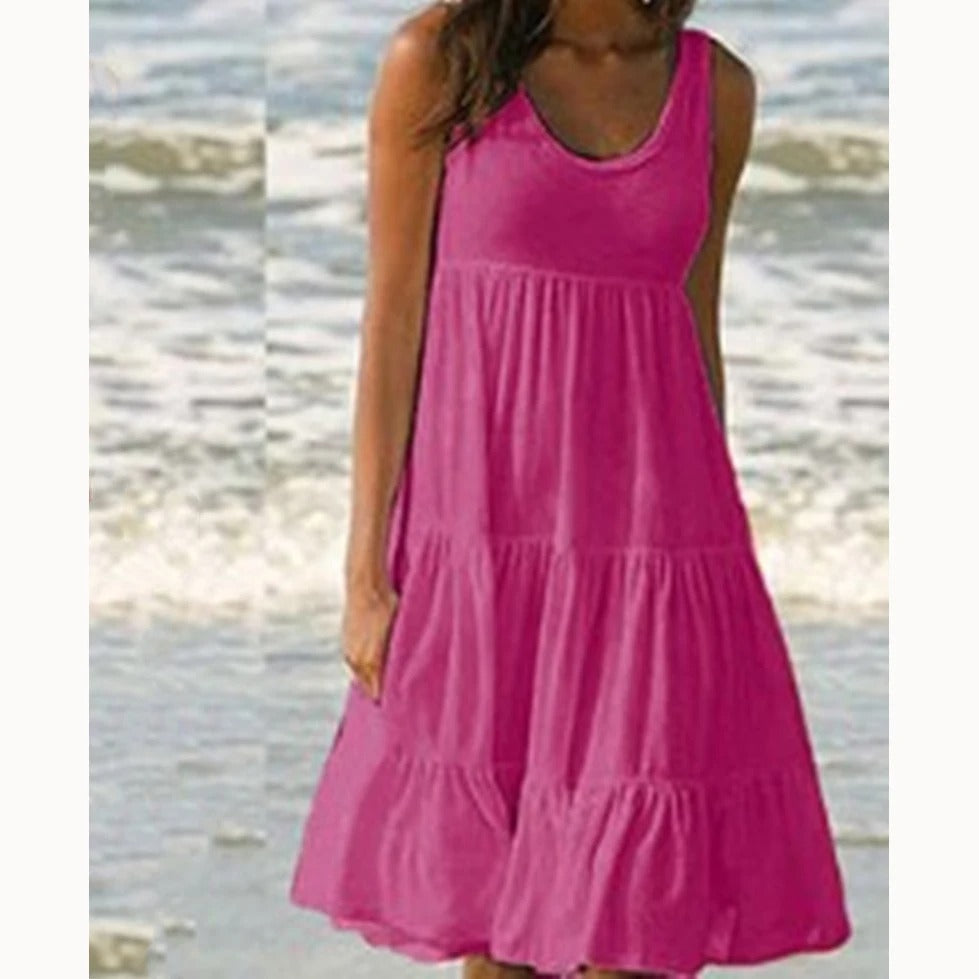 Savannah | Summer Boho Sleeveless Tiered Midi Dress