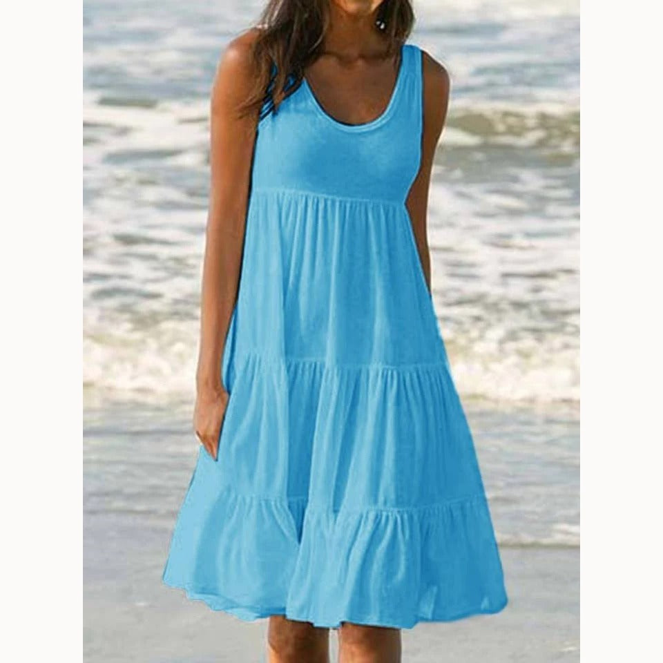 Savannah | Summer Boho Sleeveless Tiered Midi Dress