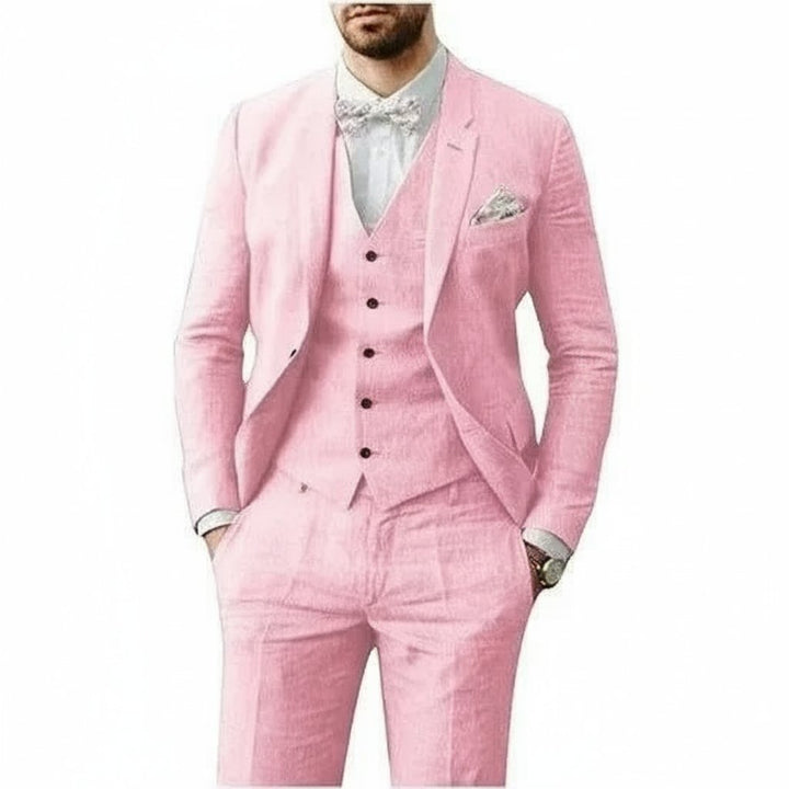 David | Men's Casual Three-Piece Linen Wedding Suit