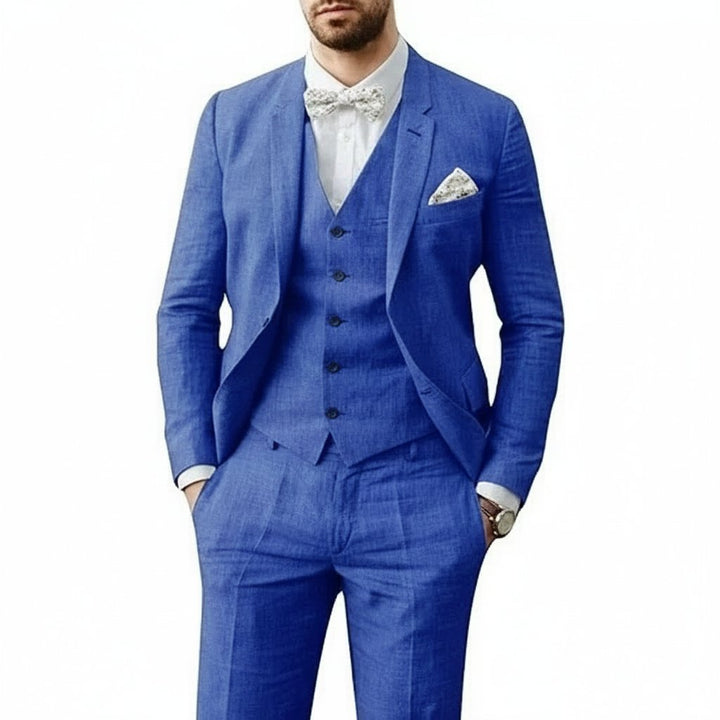 David | Men's Casual Three-Piece Linen Wedding Suit