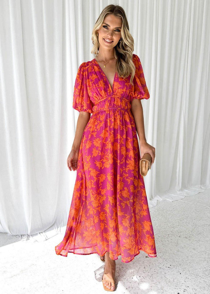 Julia - Everyday Floral Print Midi Summer Dress