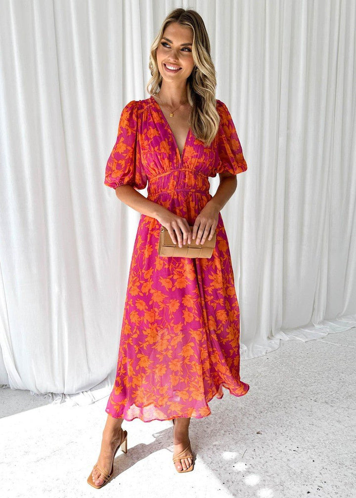 Julia - Everyday Floral Print Midi Summer Dress
