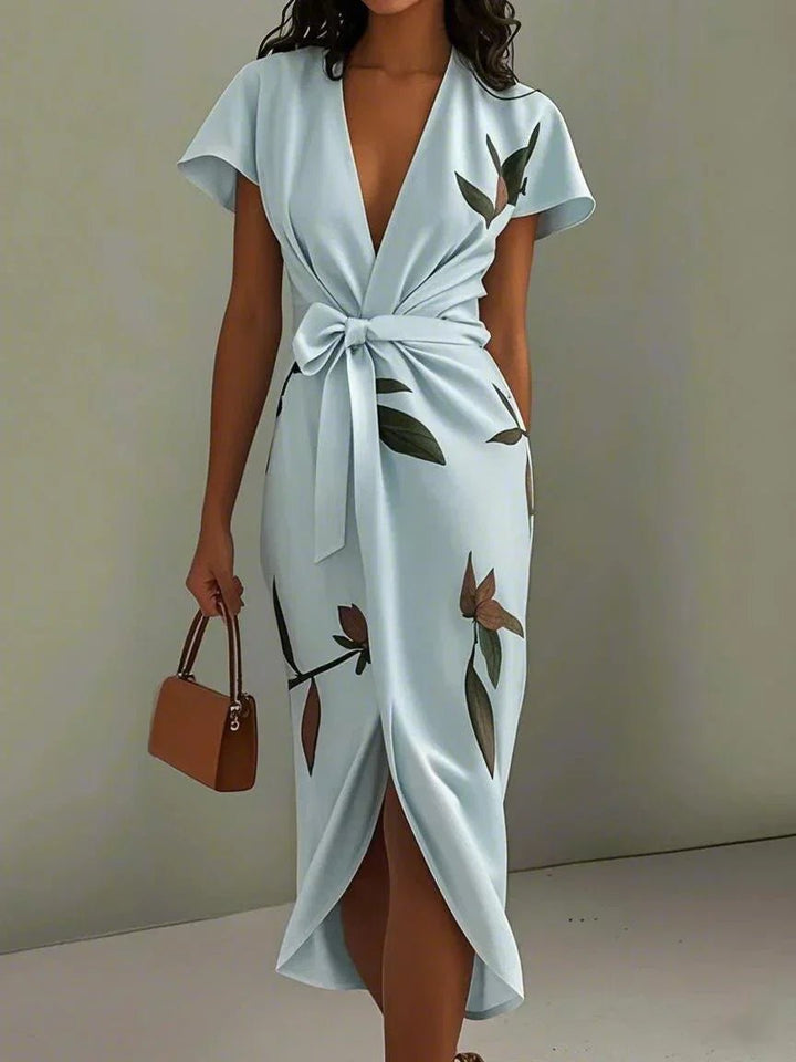 Klarie - Women's Floral Wrap Summer Midi Dress