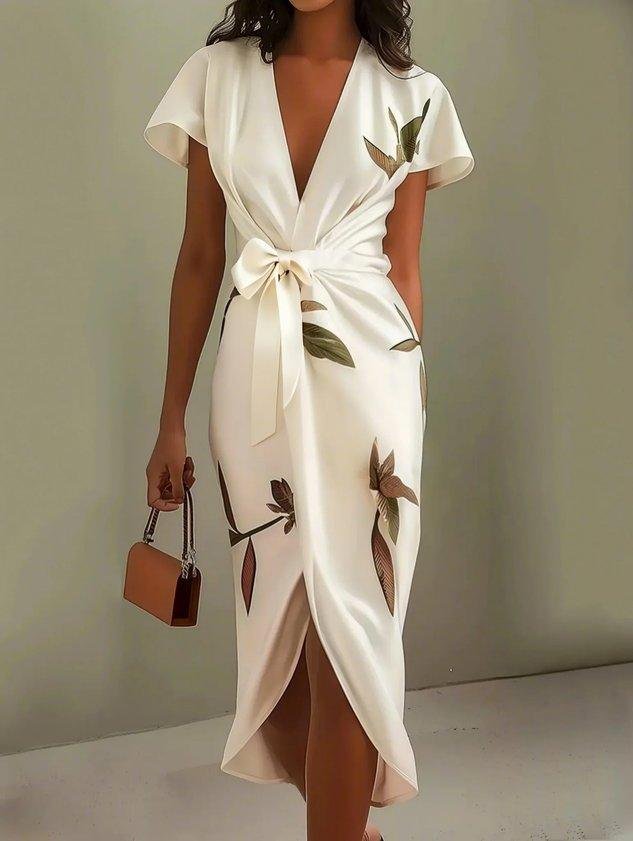 Klarie - Women's Floral Wrap Summer Midi Dress