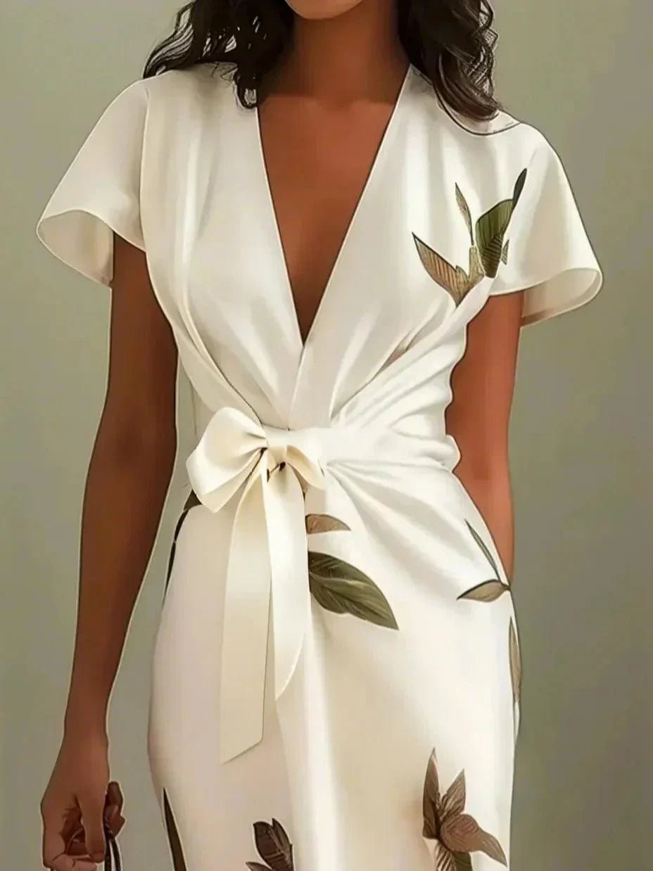 Klarie - Women's Floral Wrap Summer Midi Dress