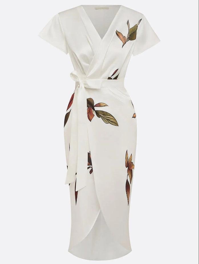 Klarie - Women's Floral Wrap Summer Midi Dress