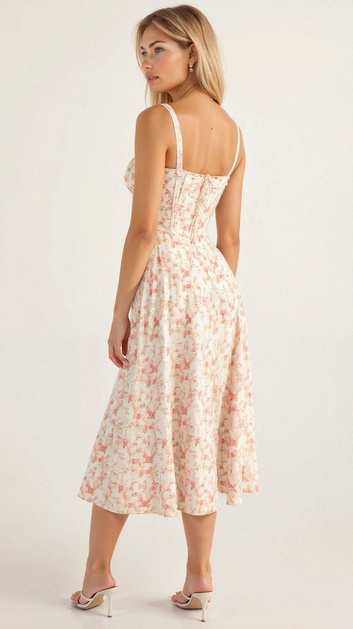 Bonnie | Floral Chic Corset Midi Dress
