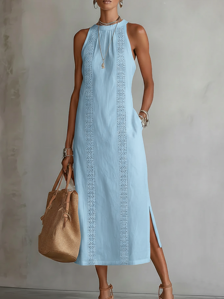 Sabrina | Women Elegant White Halter-Neck Maxi Dress