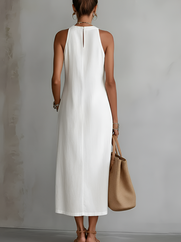 Sabrina | Women Elegant White Halter-Neck Maxi Dress