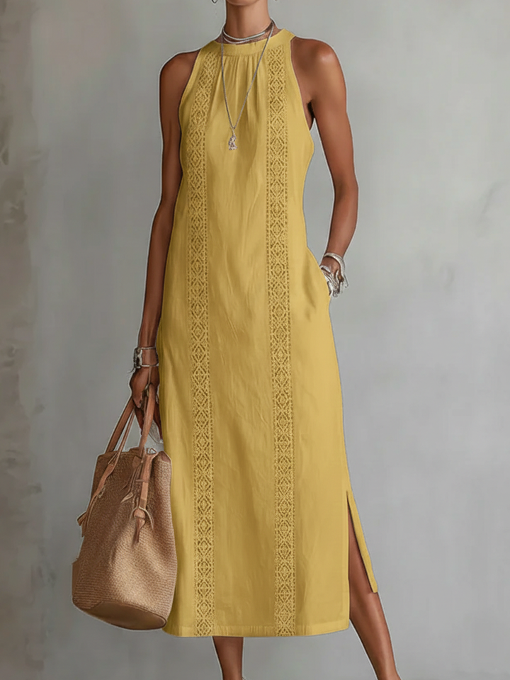 Sabrina | Women Elegant White Halter-Neck Maxi Dress