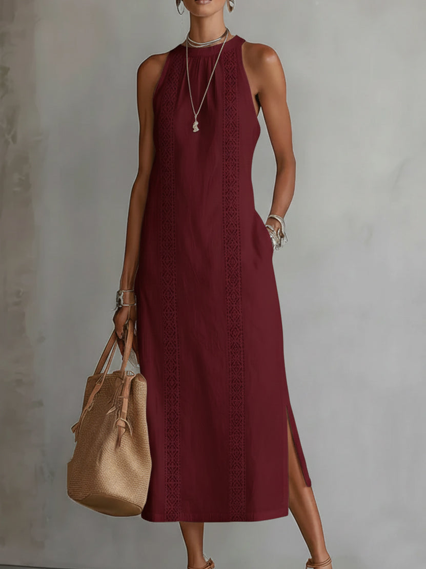 Sabrina | Women Elegant White Halter-Neck Maxi Dress